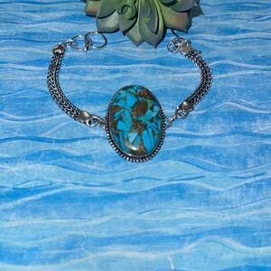 Copper Turquoise Silver Bracelet